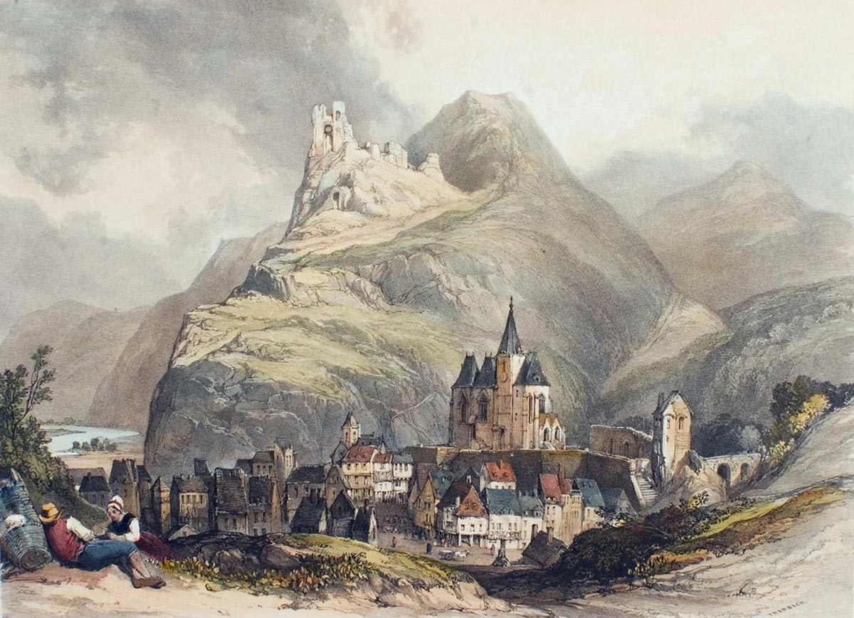 Stanfields romantisierende Ansicht von Trarbach aus dem Jahre 1838.